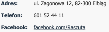 Dane kontaktowe Stacja Kontroli Pojazdów Raszuta